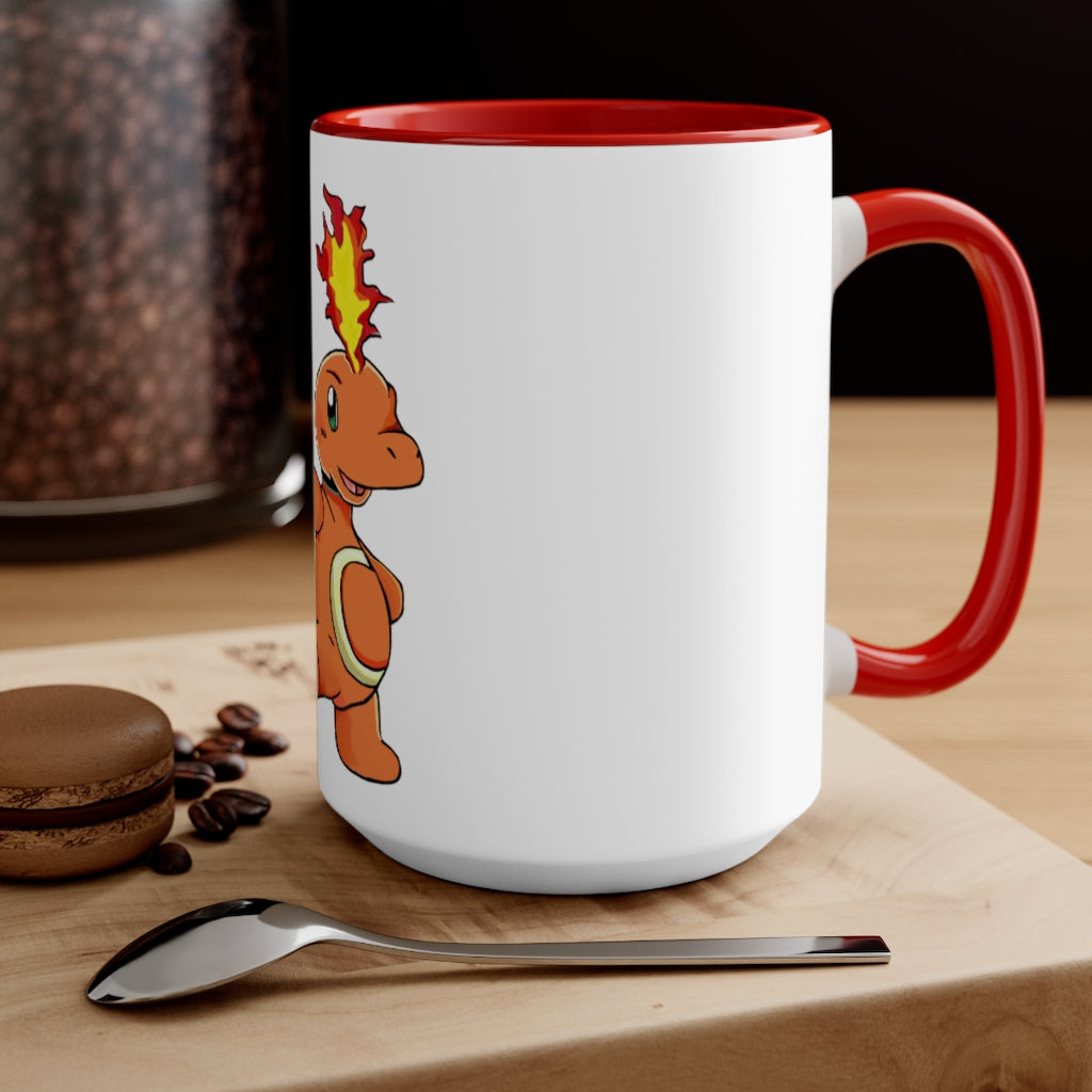 Angetapir Accent Mug showcasing its two-tone design with a white exterior and colored interior, available in red, pink, and black.