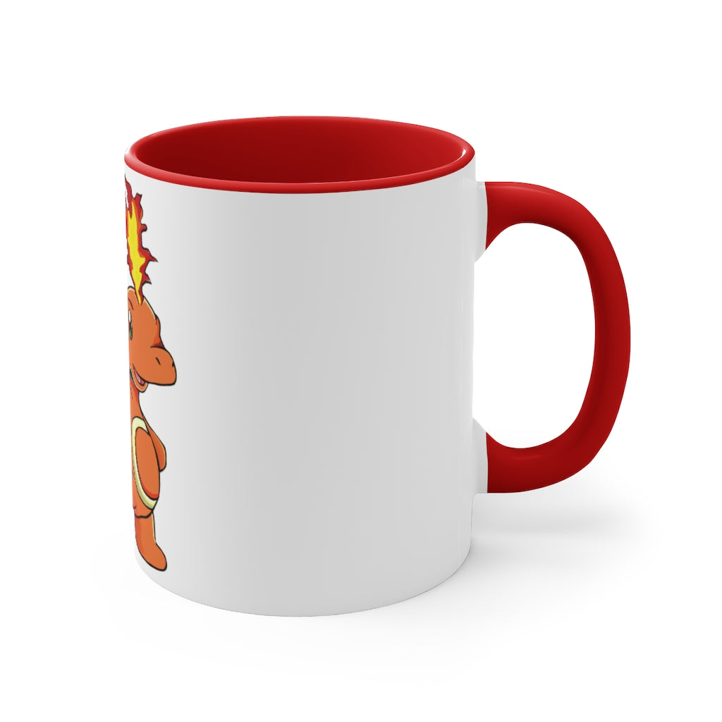 Angetapir Accent Mug showcasing its two-tone design with a white exterior and colored interior, available in red, pink, and black.