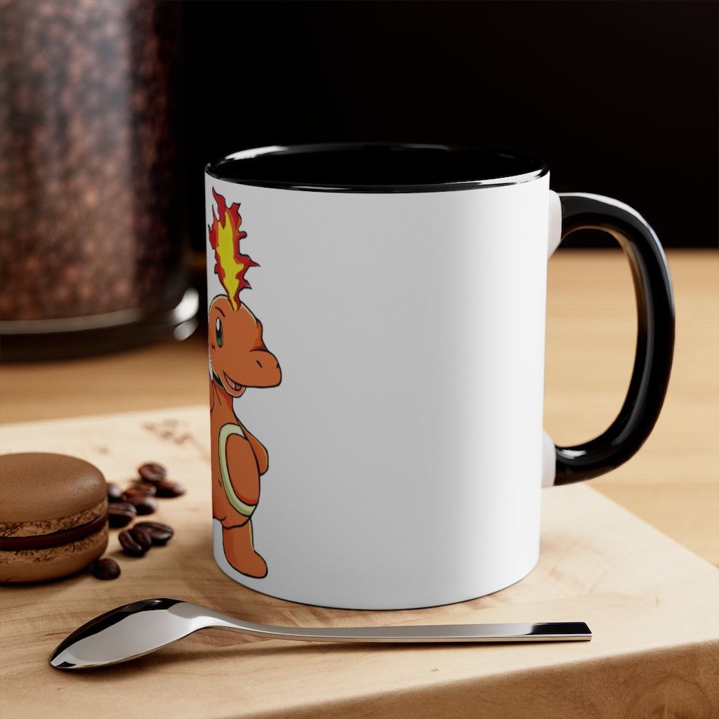 Angetapir Accent Mug showcasing its two-tone design with a white exterior and colored interior, available in red, pink, and black.