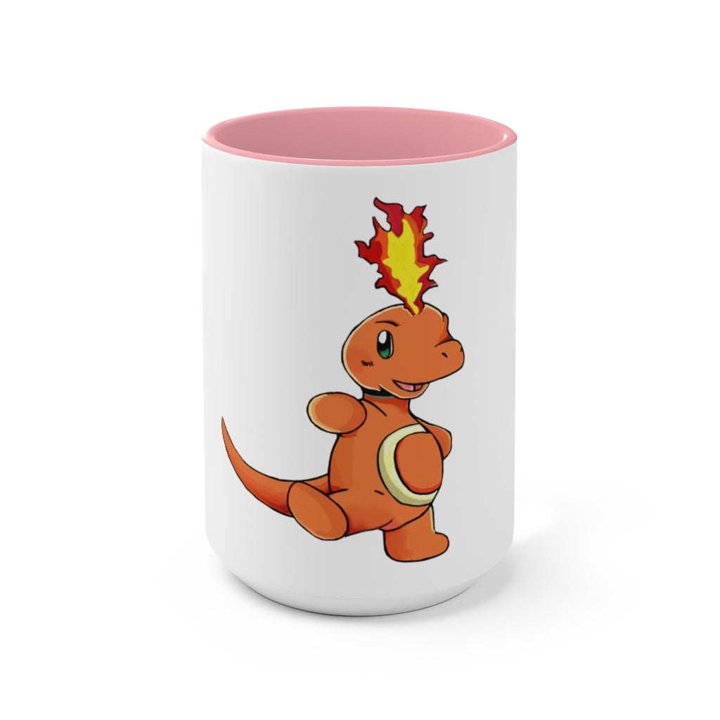 Angetapir Accent Mug showcasing its two-tone design with a white exterior and colored interior, available in red, pink, and black.