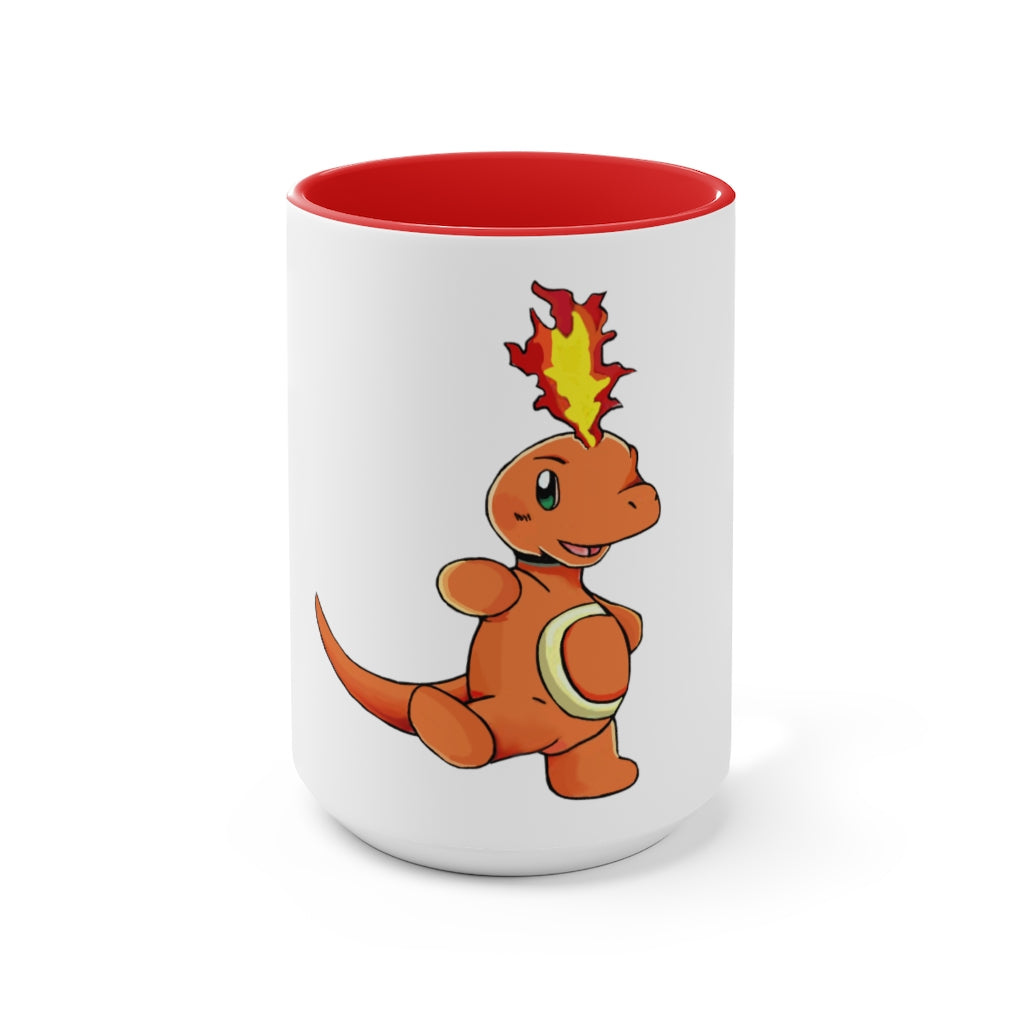 Angetapir Accent Mug showcasing its two-tone design with a white exterior and colored interior, available in red, pink, and black.