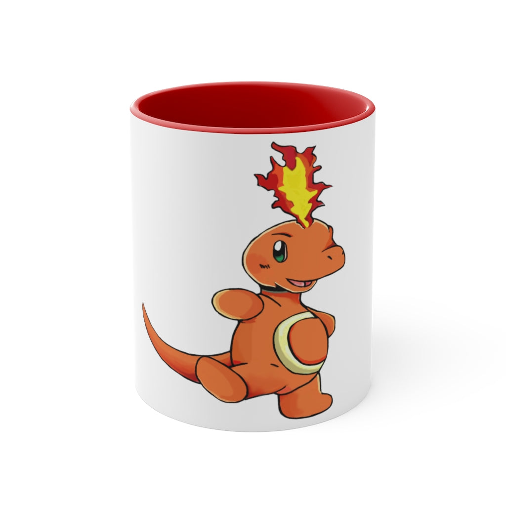 Angetapir Accent Mug showcasing its two-tone design with a white exterior and colored interior, available in red, pink, and black.