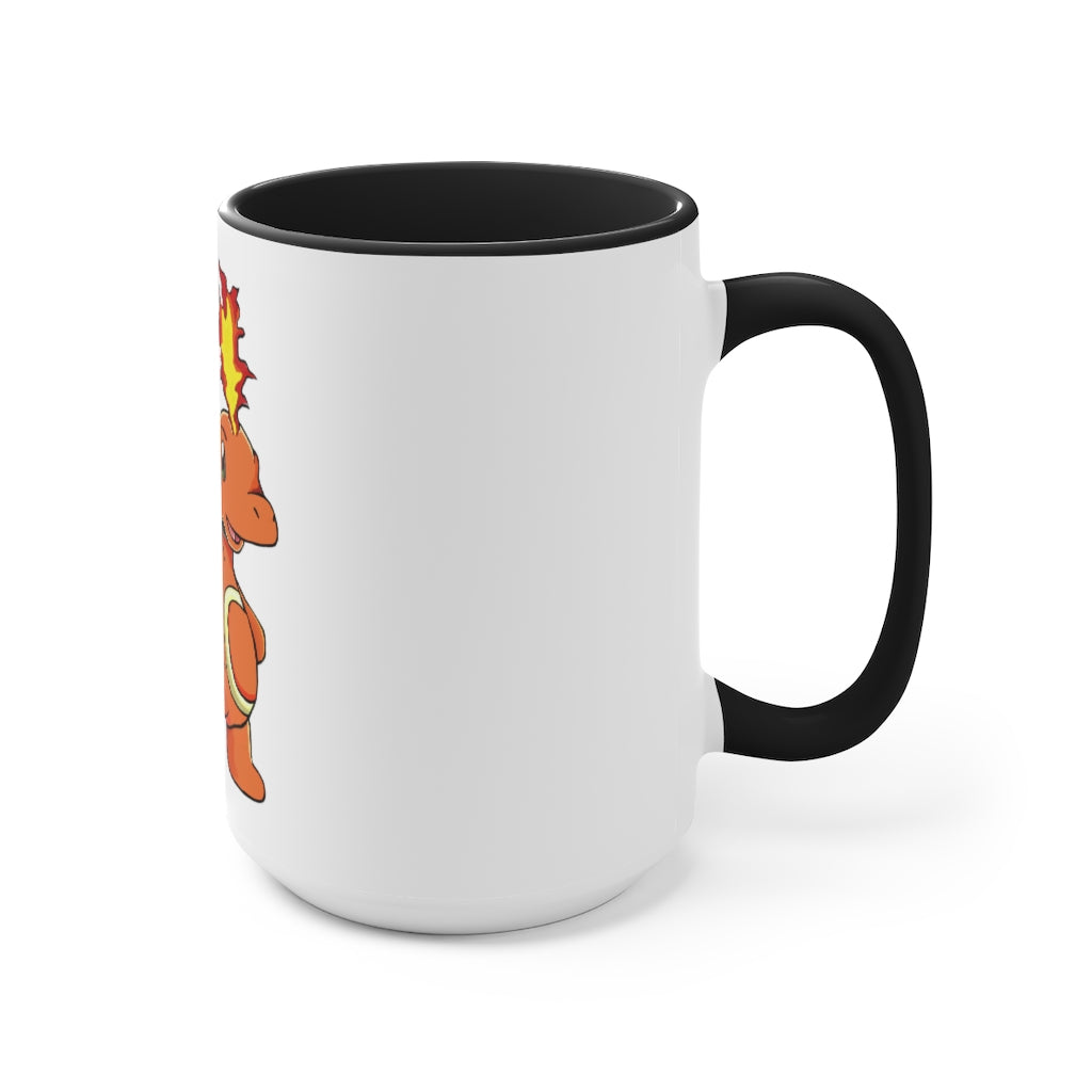 Angetapir Accent Mug showcasing its two-tone design with a white exterior and colored interior, available in red, pink, and black.