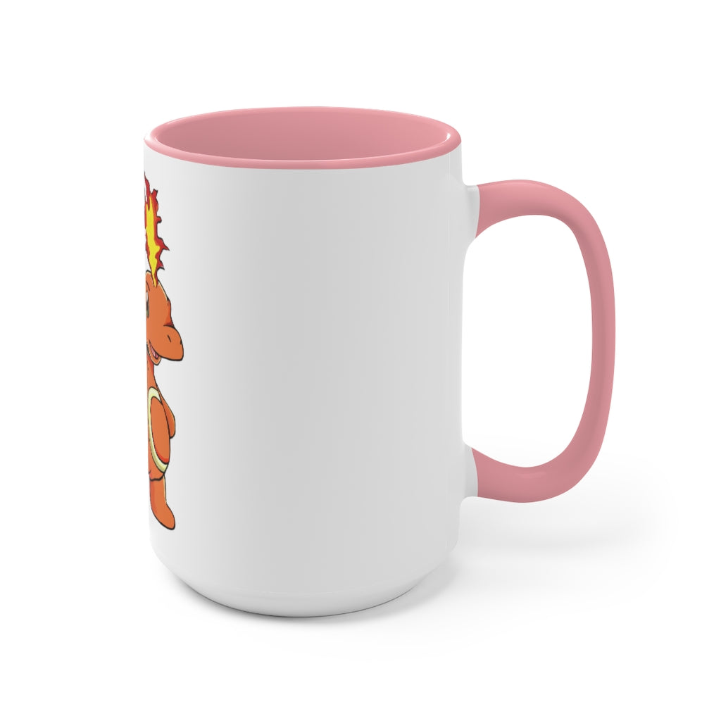 Angetapir Accent Mug showcasing its two-tone design with a white exterior and colored interior, available in red, pink, and black.