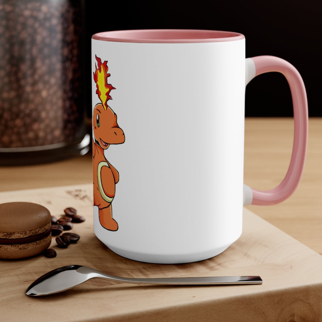 Angetapir Accent Mug showcasing its two-tone design with a white exterior and colored interior, available in red, pink, and black.