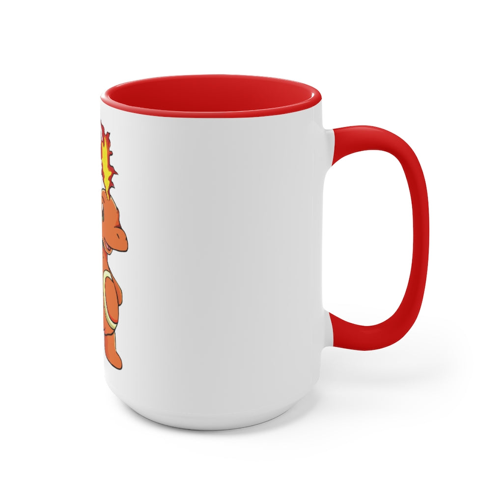 Angetapir Accent Mug showcasing its two-tone design with a white exterior and colored interior, available in red, pink, and black.