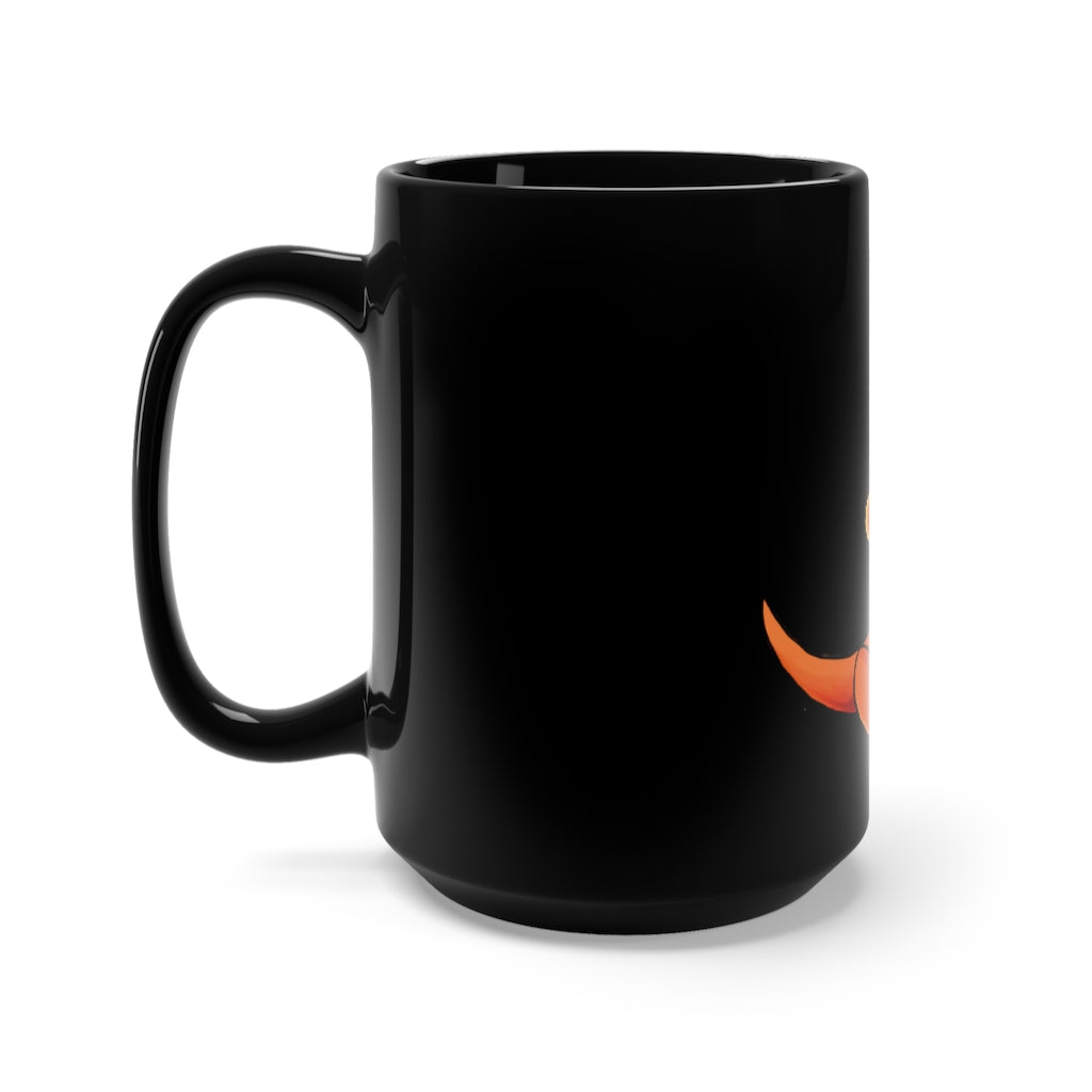 Angetapir Black Mug 15oz featuring a sleek black ceramic design with rounded corners and a comfortable C-handle.