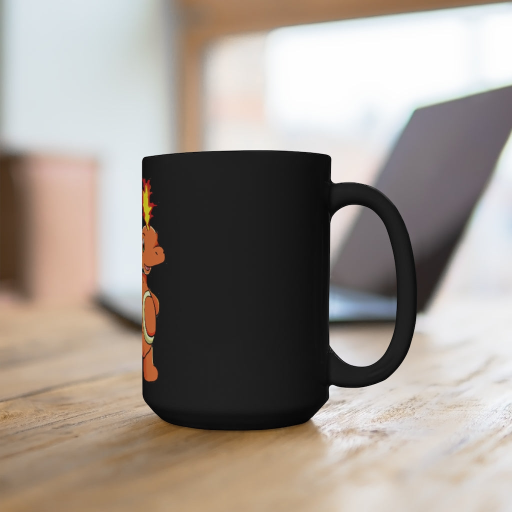 Angetapir Black Mug 15oz featuring a sleek black ceramic design with rounded corners and a comfortable C-handle.