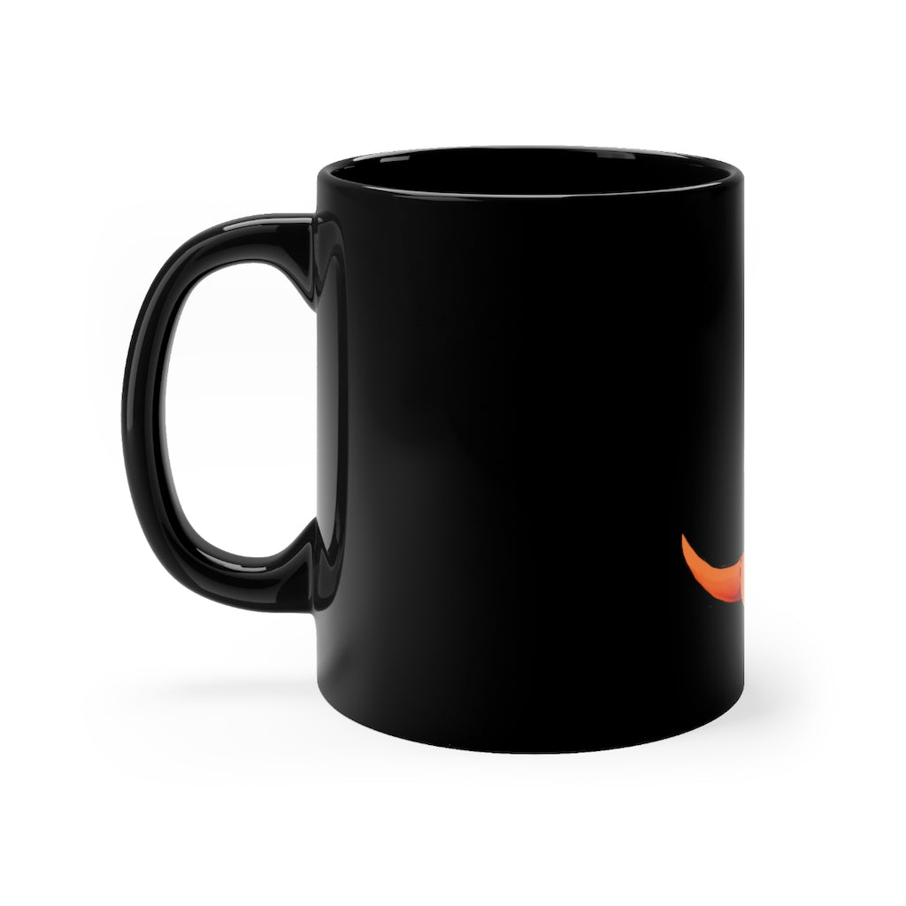 Angetapir Black mug 11oz, featuring a sleek black ceramic design with rounded corners and a comfortable C-handle.