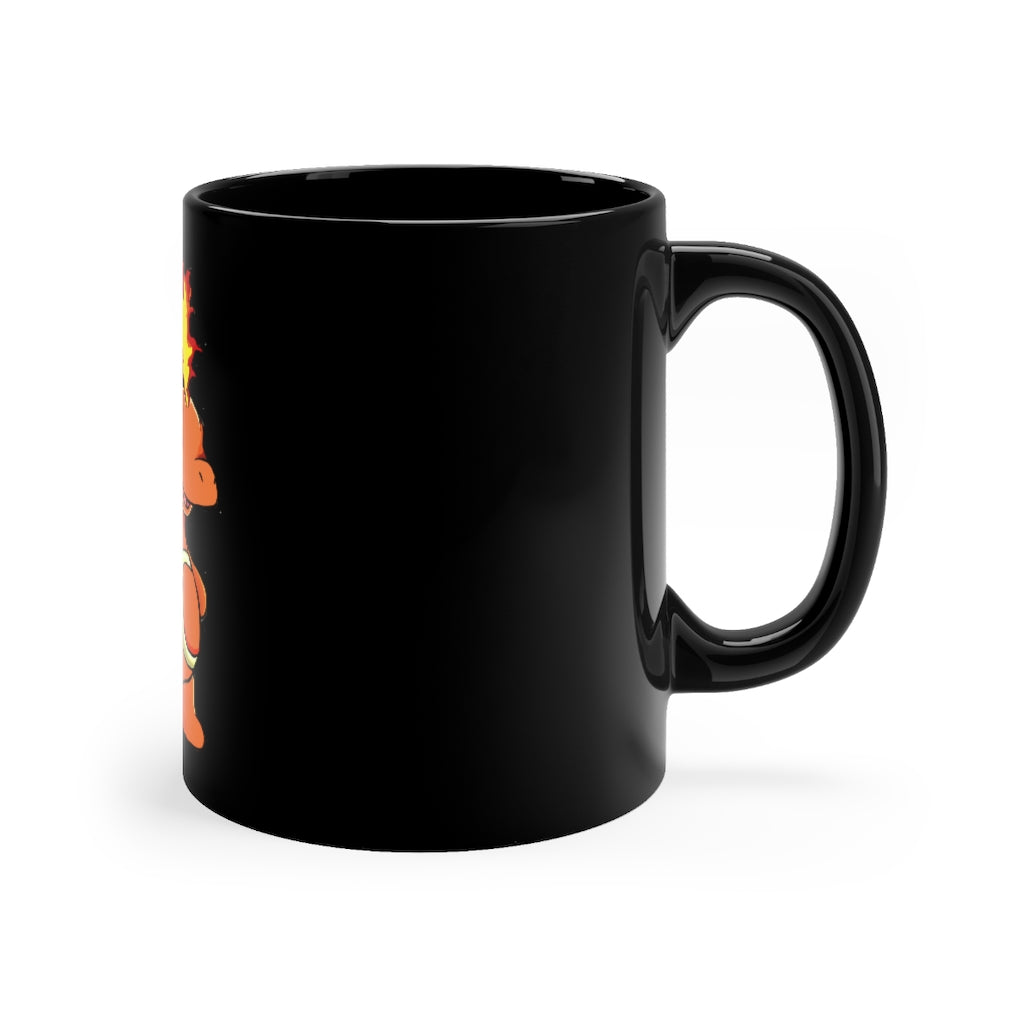 Angetapir Black mug 11oz, featuring a sleek black ceramic design with rounded corners and a comfortable C-handle.