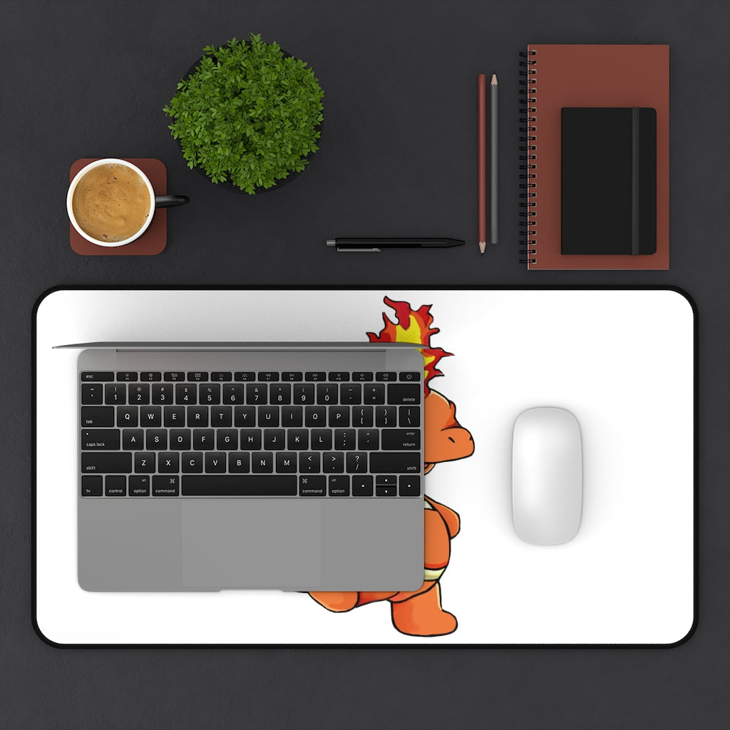 Angetapir Desk Mat featuring customizable design, 4mm thick neoprene, and anti-slip backing in a stylish workspace setting.