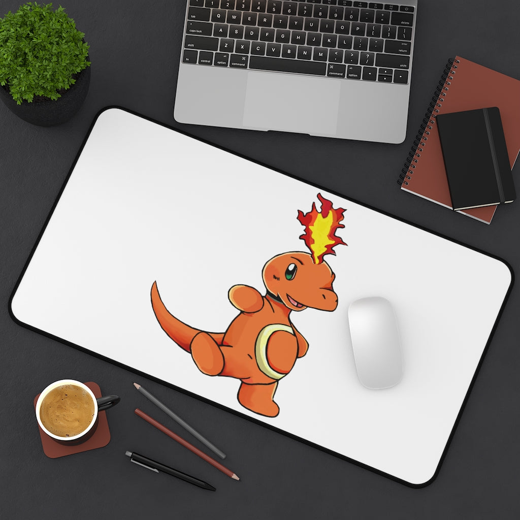 Angetapir Desk Mat featuring customizable design, 4mm thick neoprene, and anti-slip backing in a stylish workspace setting.