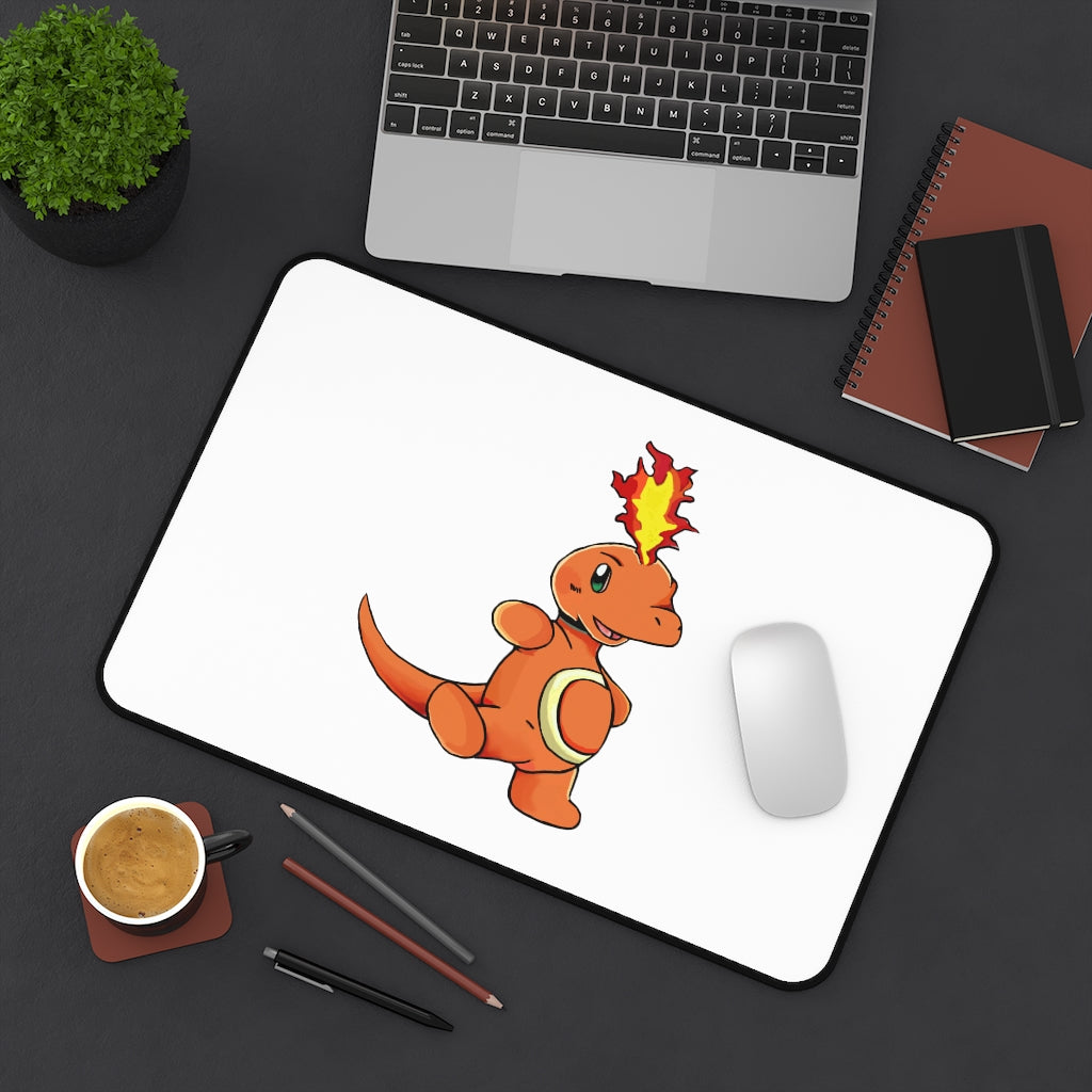 Angetapir Desk Mat featuring customizable design, 4mm thick neoprene, and anti-slip backing in a stylish workspace setting.