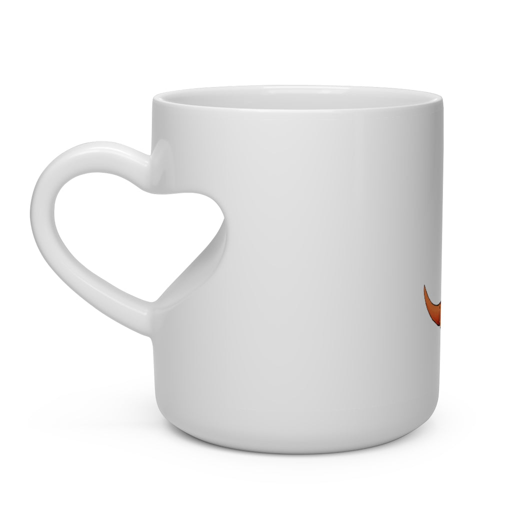 Angetapir Heart Shape Mug, white ceramic with a heart-shaped handle, perfect for hot beverages.