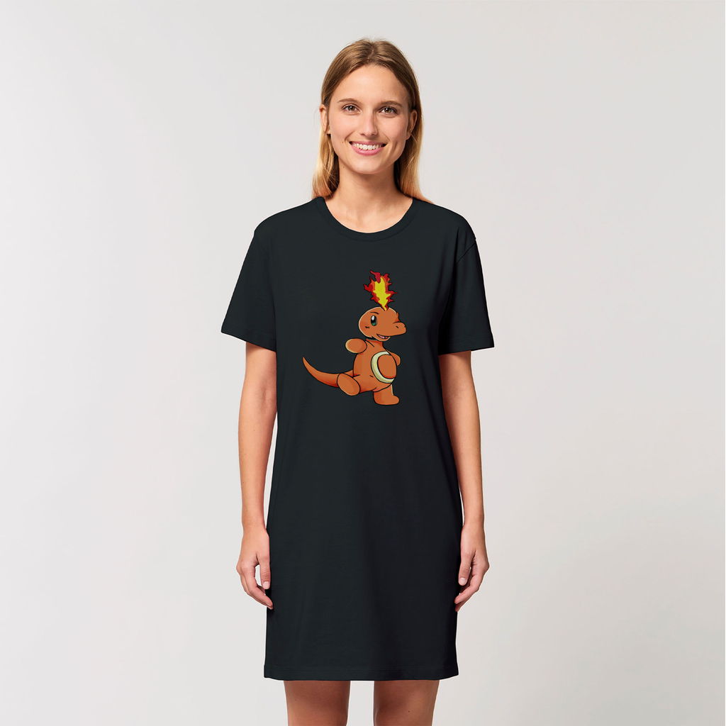 Angetapir Organic T-Shirt Dress made from 100% organic cotton, featuring a soft-hand feel and stylish design, available in various sizes.