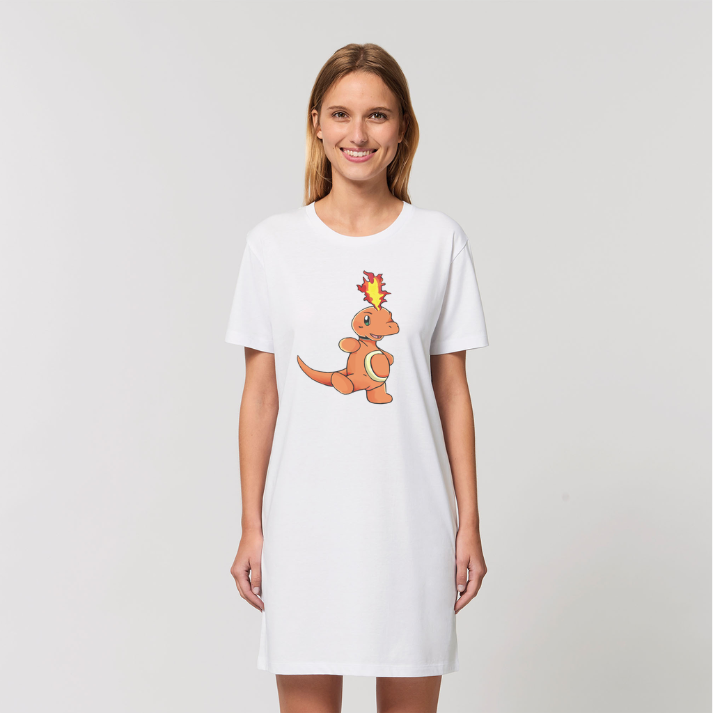 Angetapir Organic T-Shirt Dress made from 100% organic cotton, featuring a soft-hand feel and stylish design, available in various sizes.