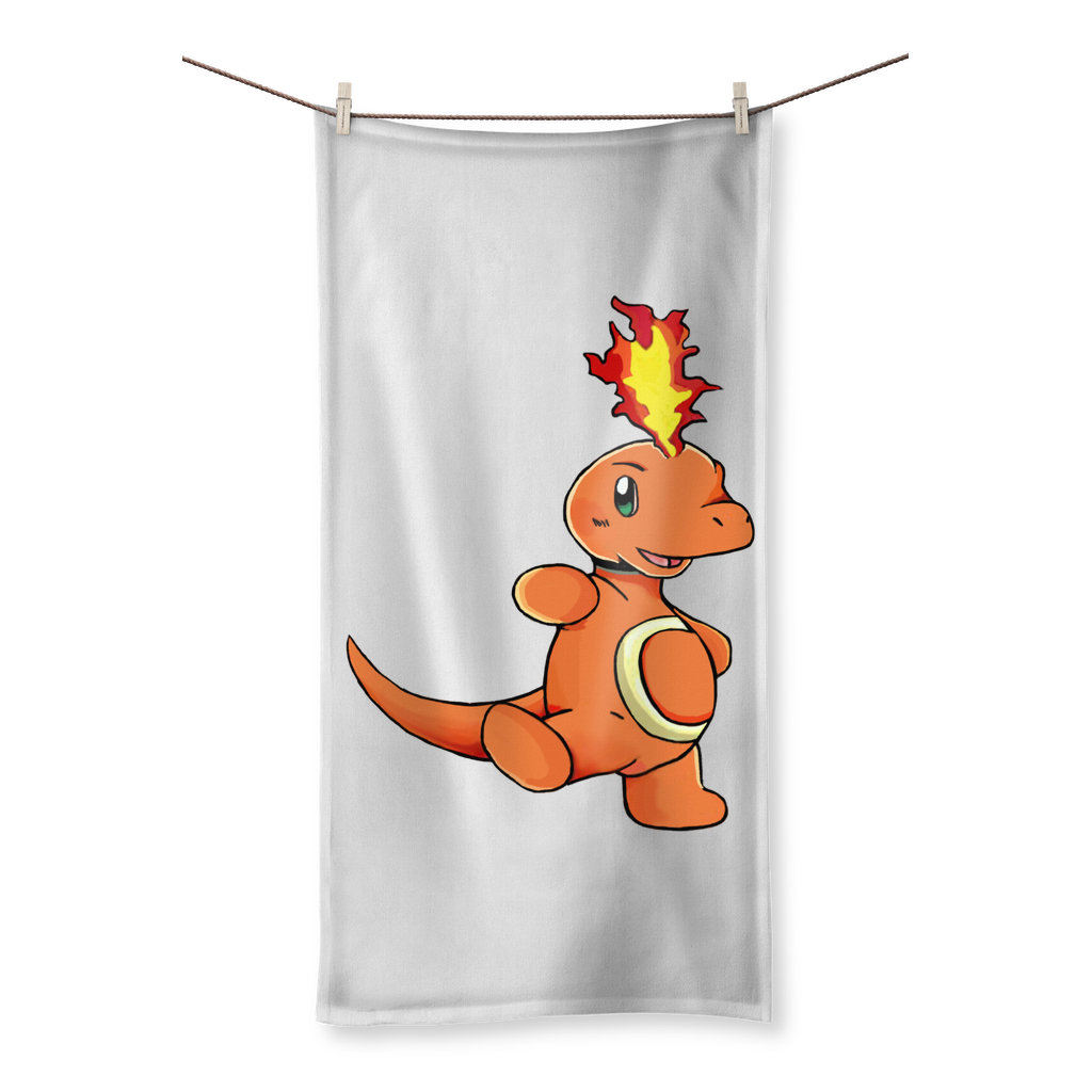 Angetapir Sublimation All Over Towel featuring vibrant prints on one side and soft cotton backing for drying.