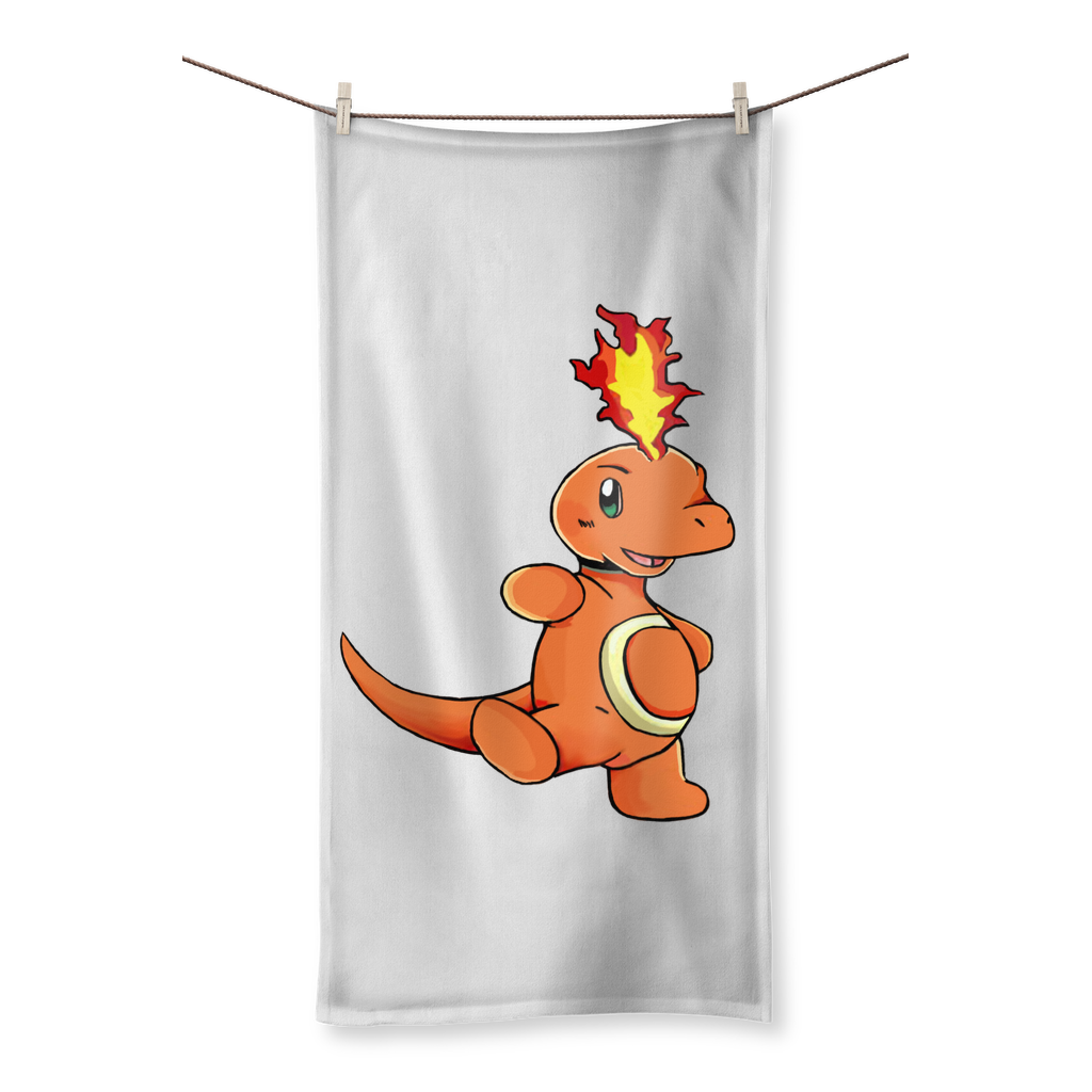 Angetapir Sublimation All Over Towel featuring vibrant prints on one side and soft cotton backing for drying.