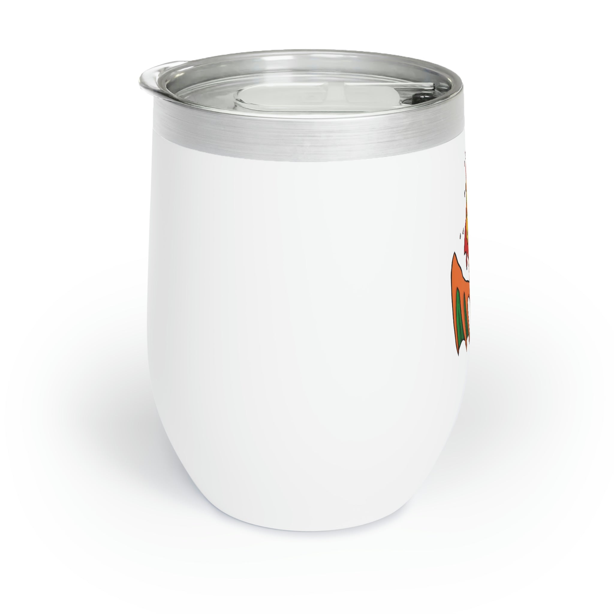 Angetir Chill Wine Tumbler in stainless steel with a customizable design, showcasing its double-insulated walls and stemless structure.