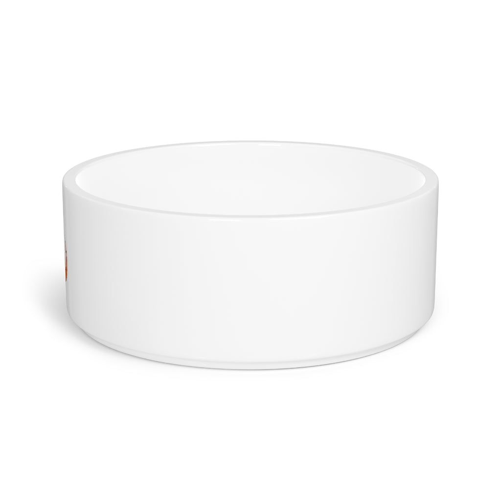 Angetir Pet Bowl in white ceramic with customizable design, measuring 6 inches in diameter and 2.25 inches tall, perfect for small to medium pets.