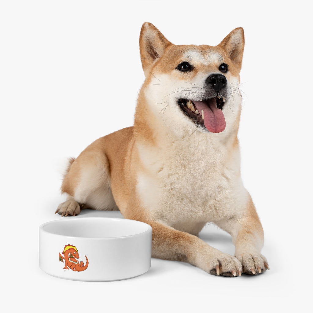 Angetir Pet Bowl in white ceramic with customizable design, measuring 6 inches in diameter and 2.25 inches tall, perfect for small to medium pets.