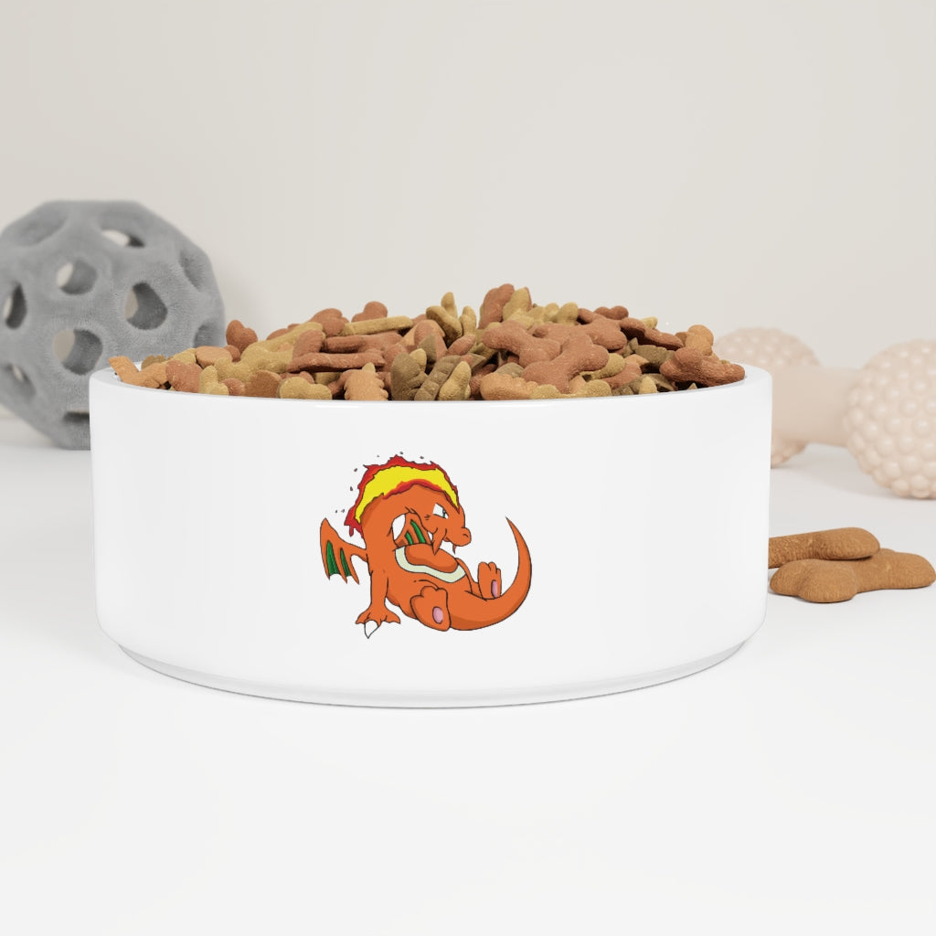 Angetir Pet Bowl in white ceramic with customizable design, measuring 6 inches in diameter and 2.25 inches tall, perfect for small to medium pets.