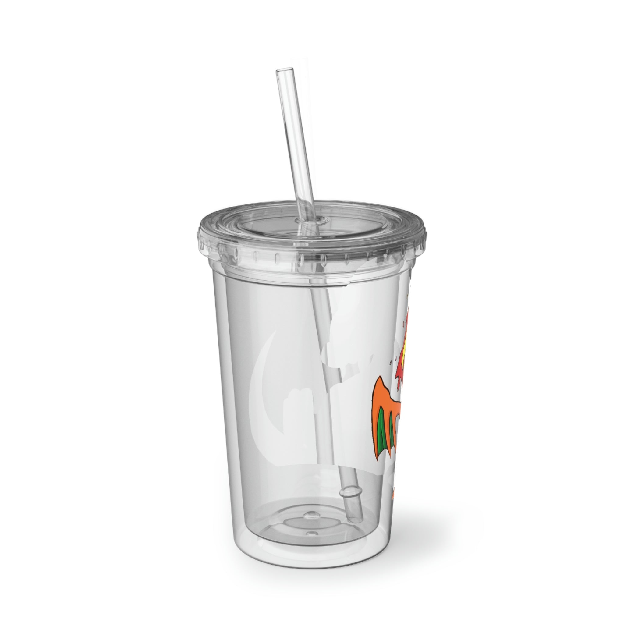 Angetir Suave Acrylic Cup in stainless steel with a black plastic cap and straw, showcasing a customizable design.