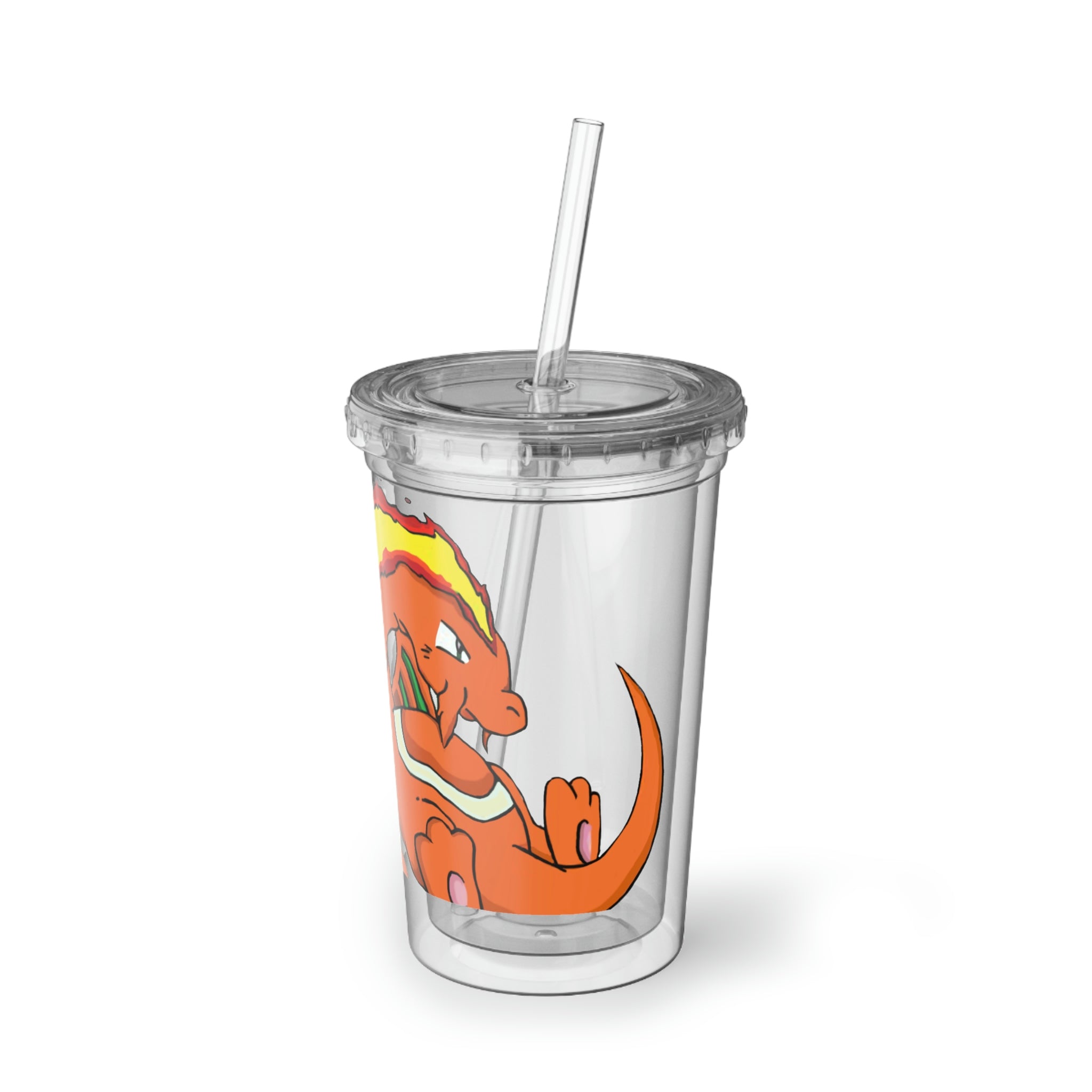 Angetir Suave Acrylic Cup in stainless steel with a black plastic cap and straw, showcasing a customizable design.