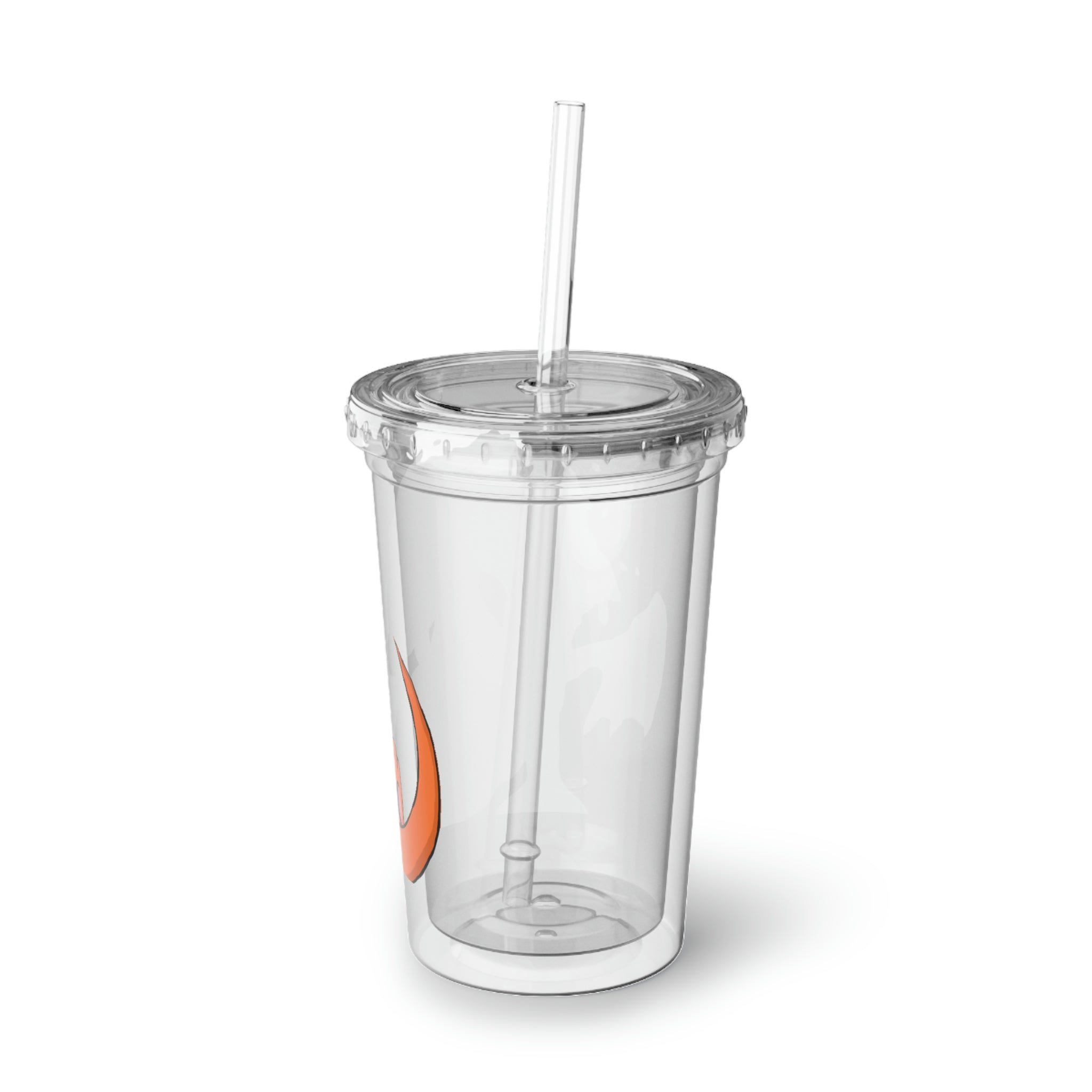 Angetir Suave Acrylic Cup in stainless steel with a black plastic cap and straw, showcasing a customizable design.