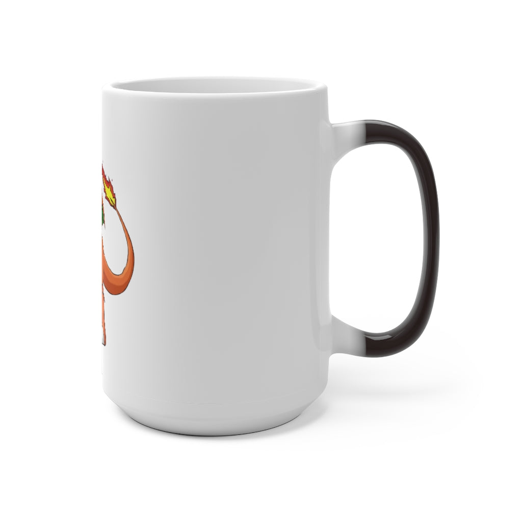 Angetiron Color Changing Mug showcasing vibrant colors when filled with hot liquid, featuring a white ceramic design and C-handle.