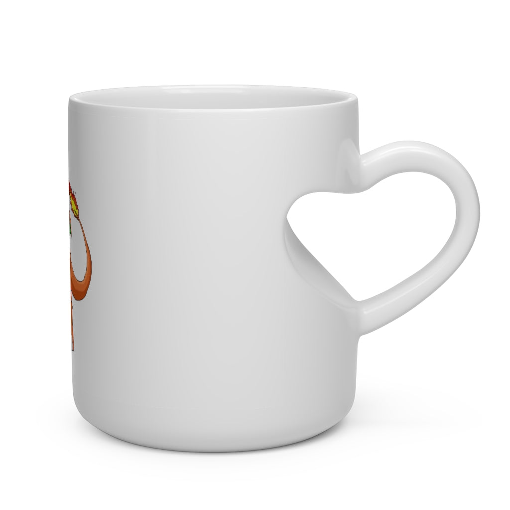 Angetiron Heart Shape Mug in white ceramic with a heart-shaped handle, perfect for hot beverages.