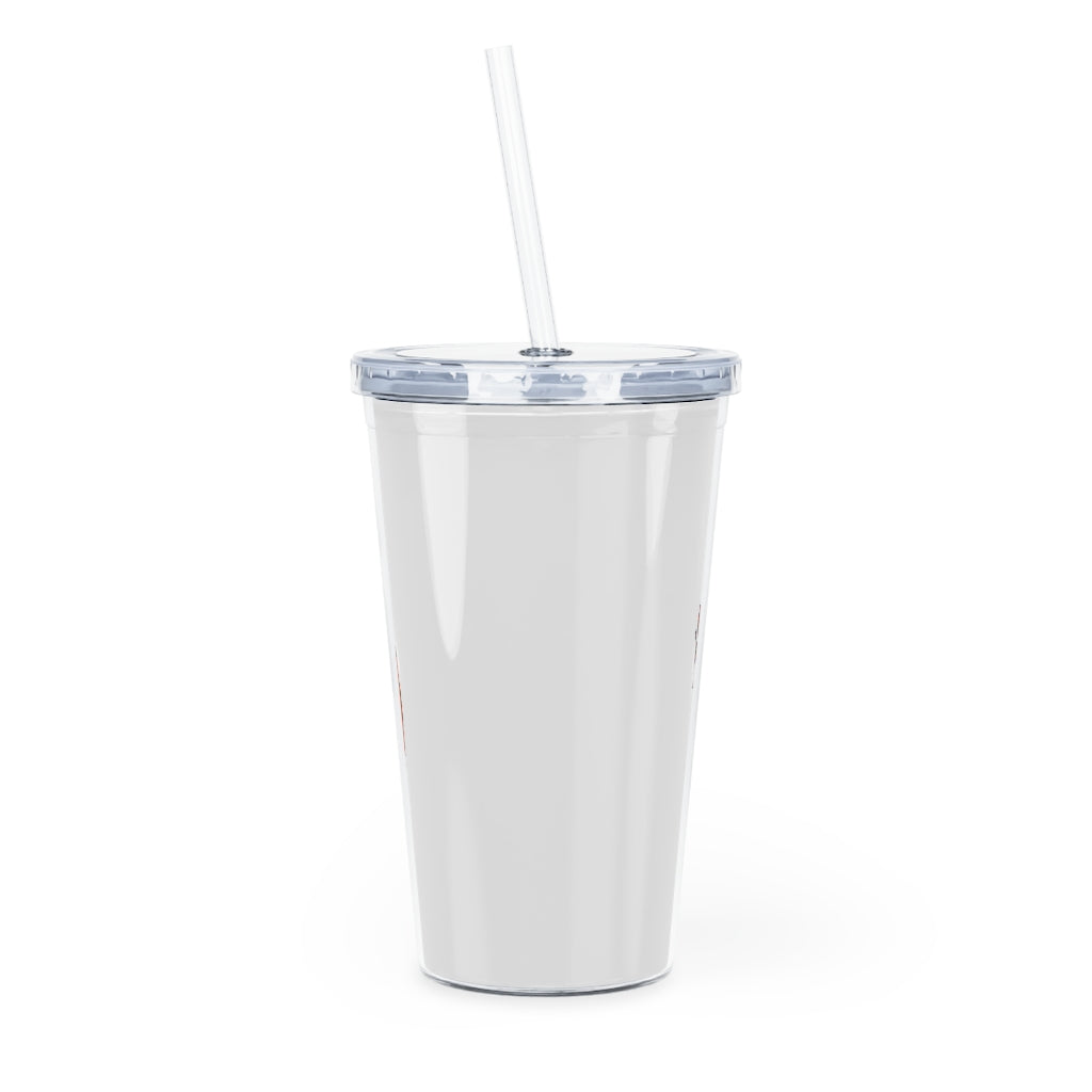 Angetiron Plastic Tumbler with Straw, featuring a customizable design, lid, and straw, perfect for parties and events.