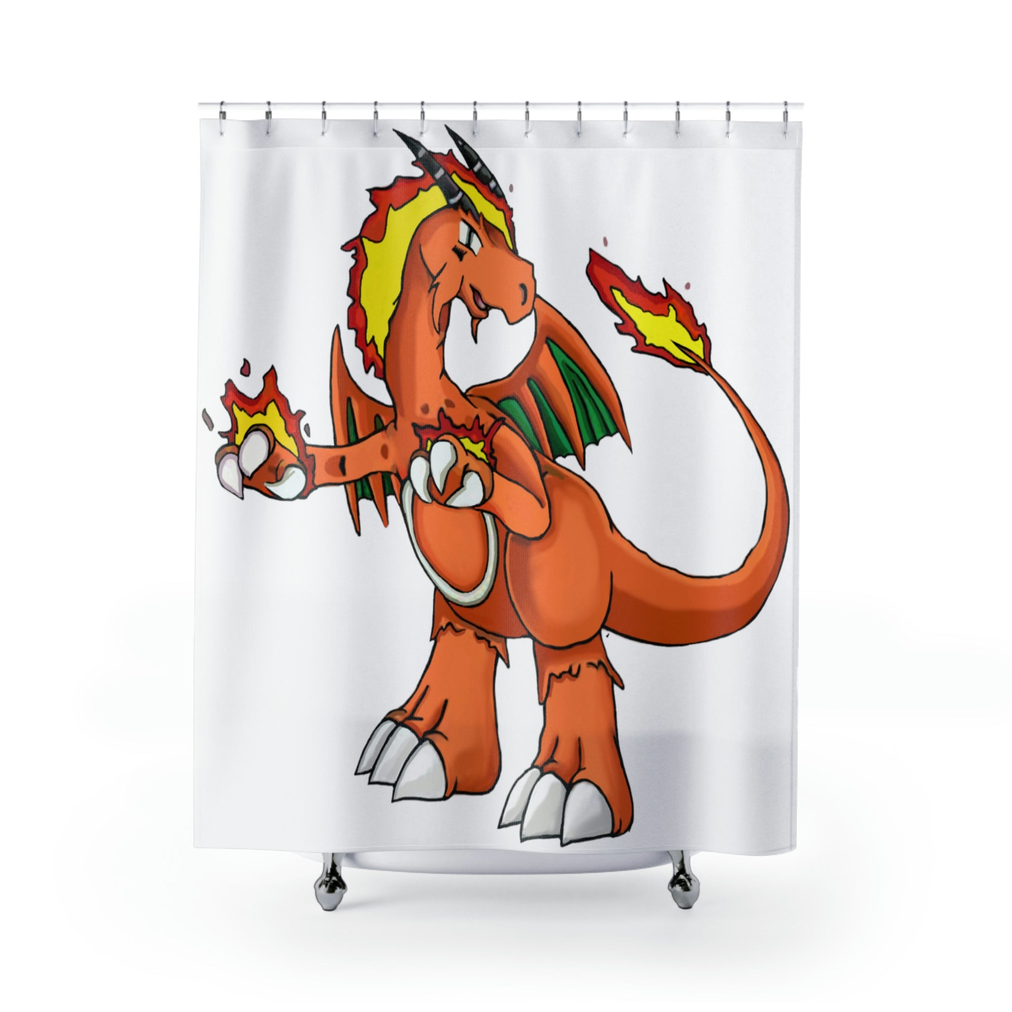 Angetiron Shower Curtain featuring vibrant custom designs, made from durable polyester material.