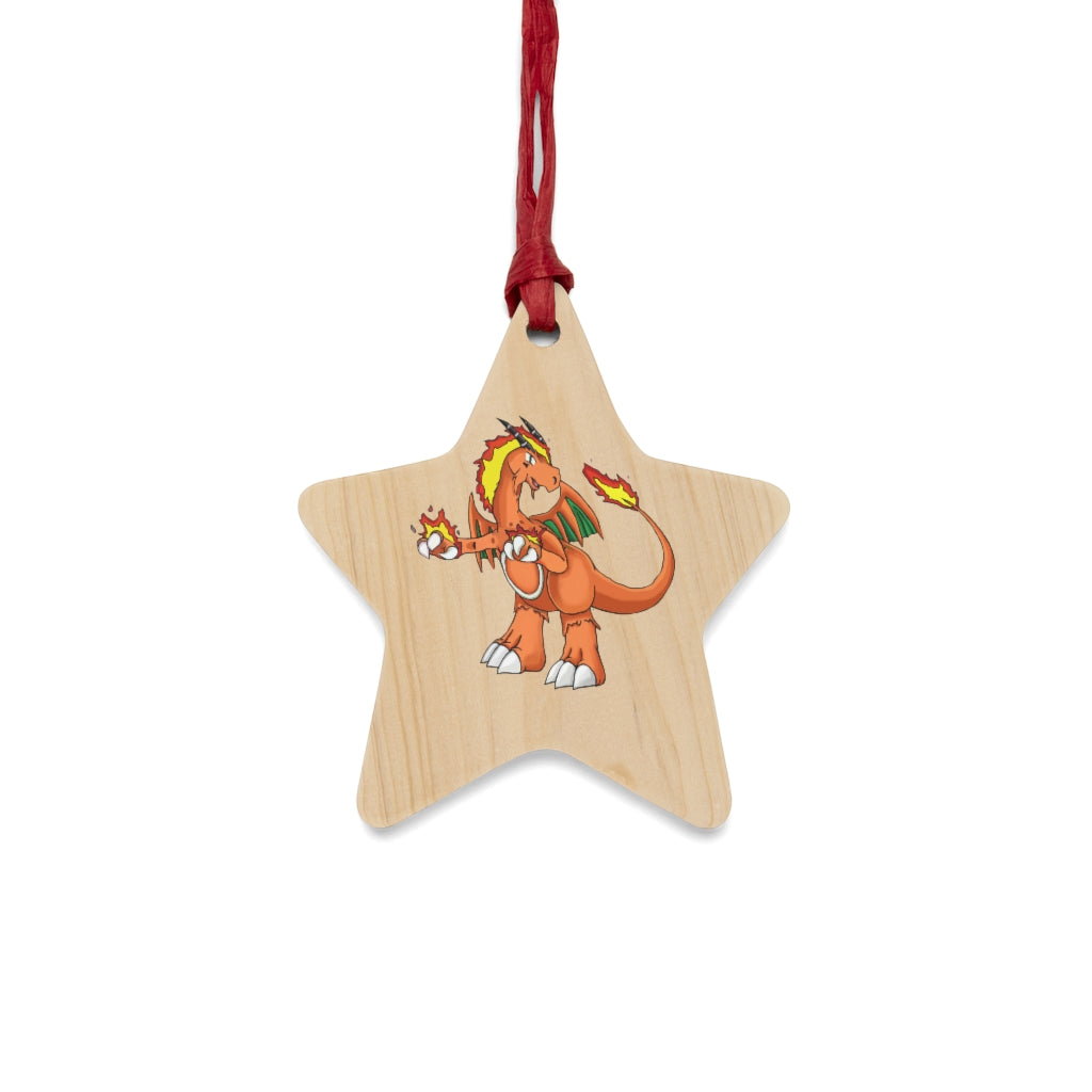 Angetiron Wooden Christmas Ornaments featuring six whimsical shapes, crafted from solid wood with a red ribbon for hanging and a magnetic back.