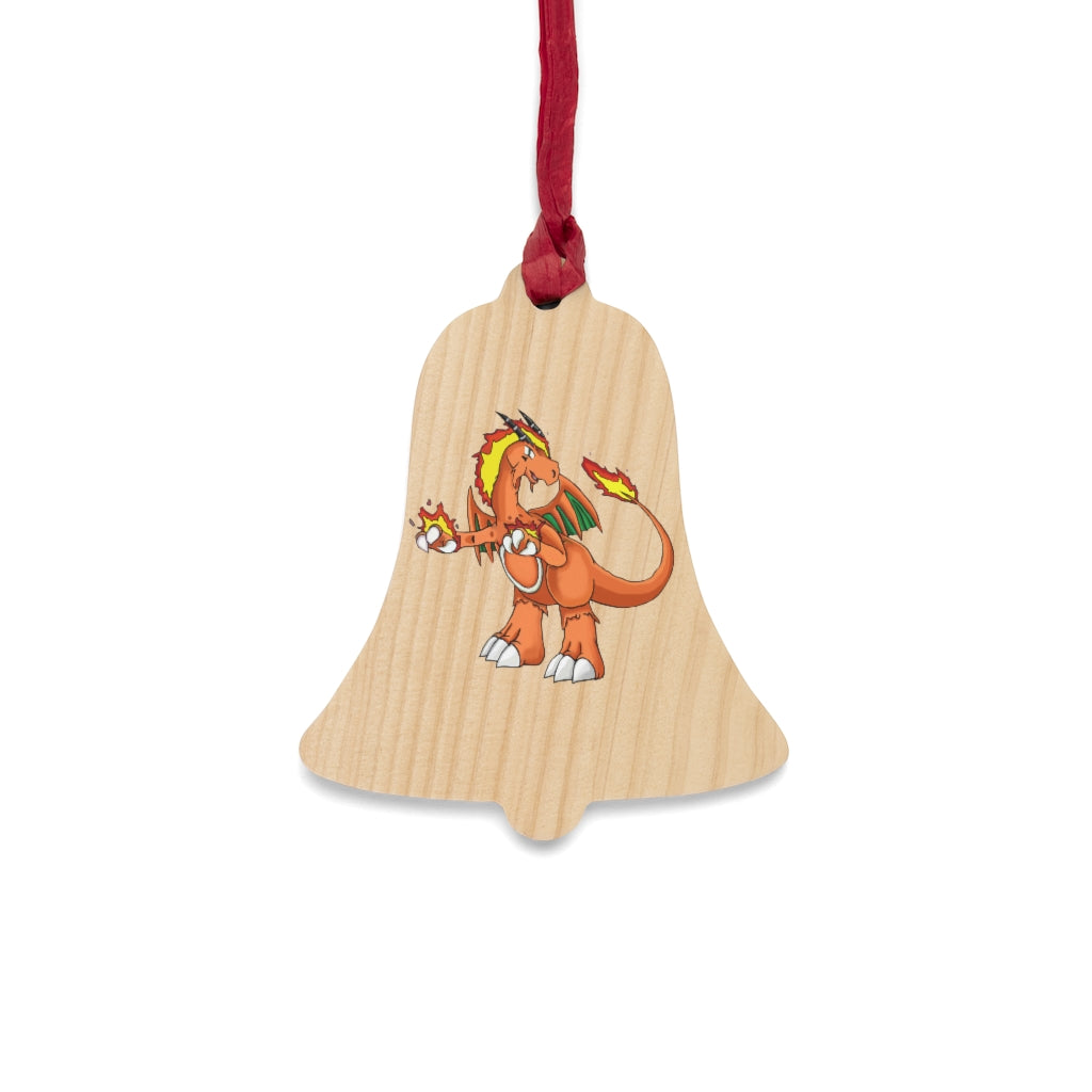 Angetiron Wooden Christmas Ornaments featuring six whimsical shapes, crafted from solid wood with a red ribbon for hanging and a magnetic back.