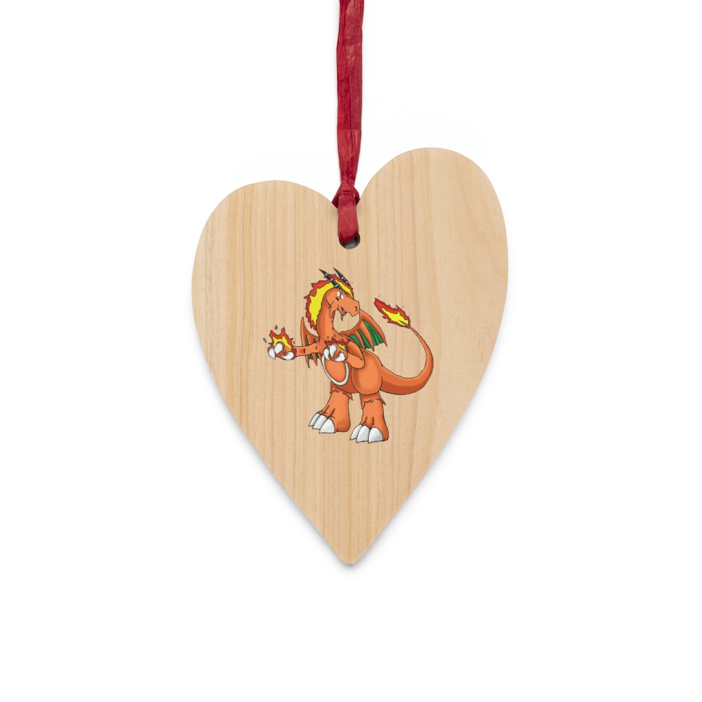 Angetiron Wooden Christmas Ornaments featuring six whimsical shapes, crafted from solid wood with a red ribbon for hanging and a magnetic back.