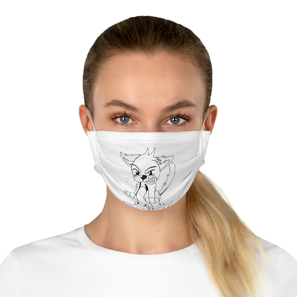 Angry Cat Cotton Face Mask featuring a playful cat design, made from 100% cotton with adjustable features for comfort.