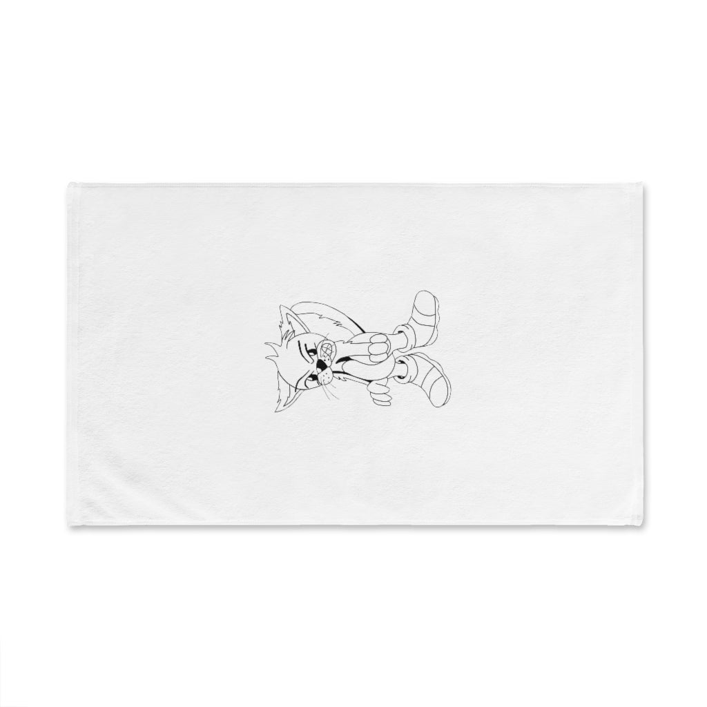 Angry Cat Hand Towel featuring a vibrant angry cat print on a soft polyester front and cotton back, ideal for bathroom decor.