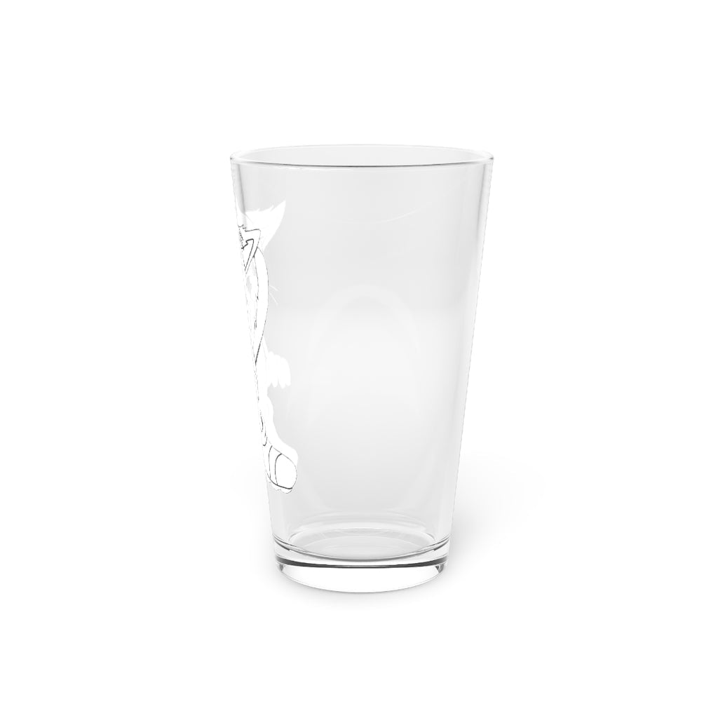 Angry Cat Pint Glass, 16oz, featuring a clear glass design with a playful angry cat graphic.