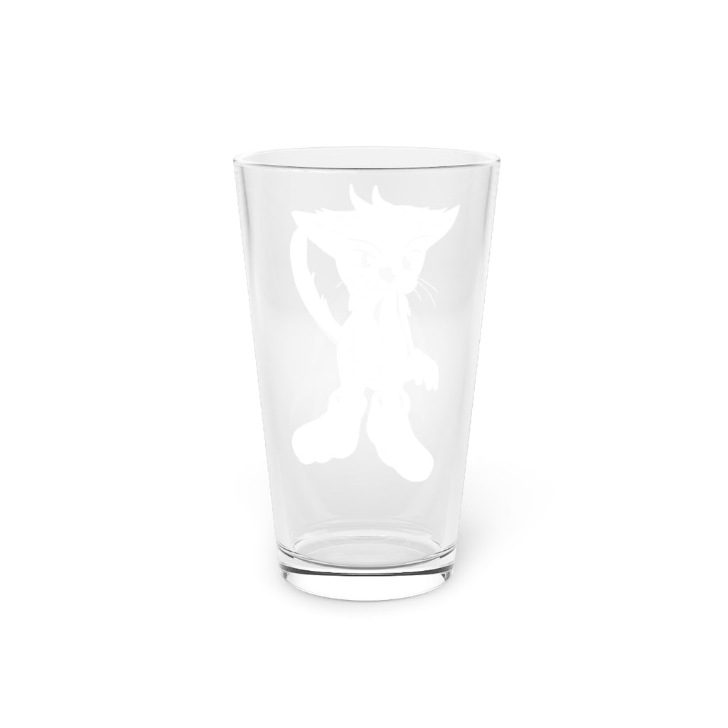 Angry Cat Pint Glass, 16oz, featuring a clear glass design with a playful angry cat graphic.