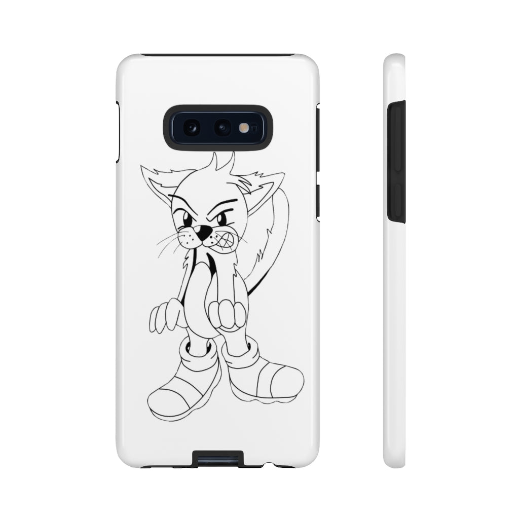 Angry Cat Tough Case featuring a vibrant photographic print of an angry cat on a durable dual-layer phone case.