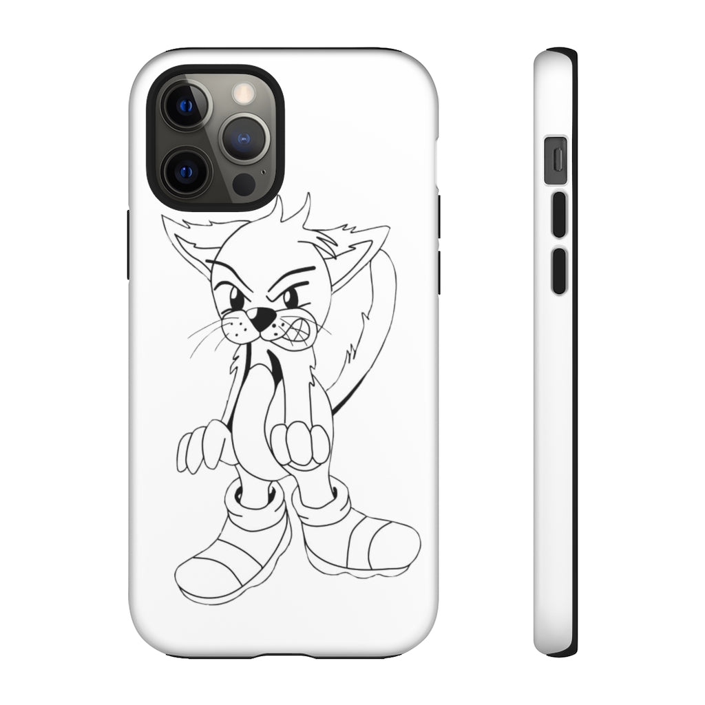 Angry Cat Tough Case featuring a vibrant photographic print of an angry cat on a durable dual-layer phone case.