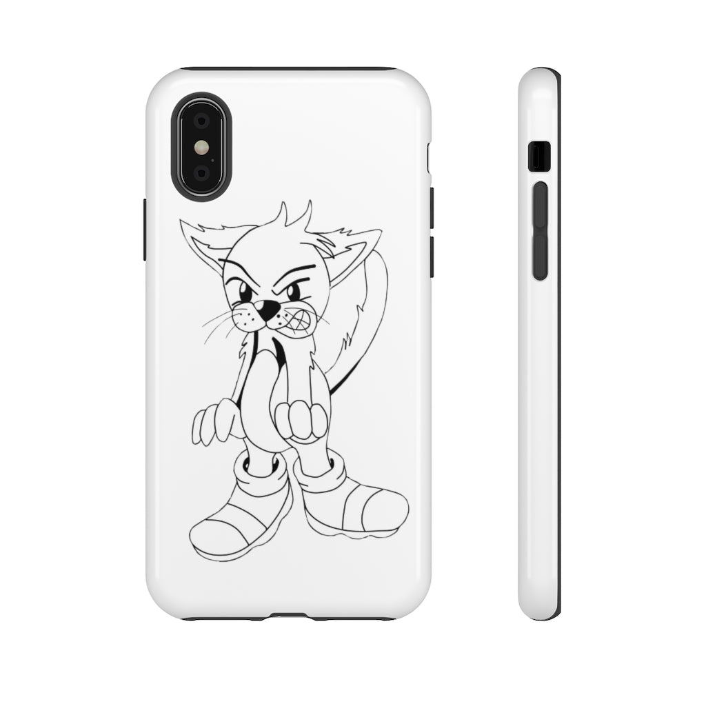 Angry Cat Tough Case featuring a vibrant photographic print of an angry cat on a durable dual-layer phone case.