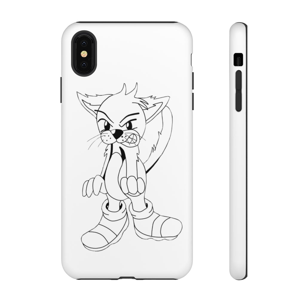 Angry Cat Tough Case featuring a vibrant photographic print of an angry cat on a durable dual-layer phone case.