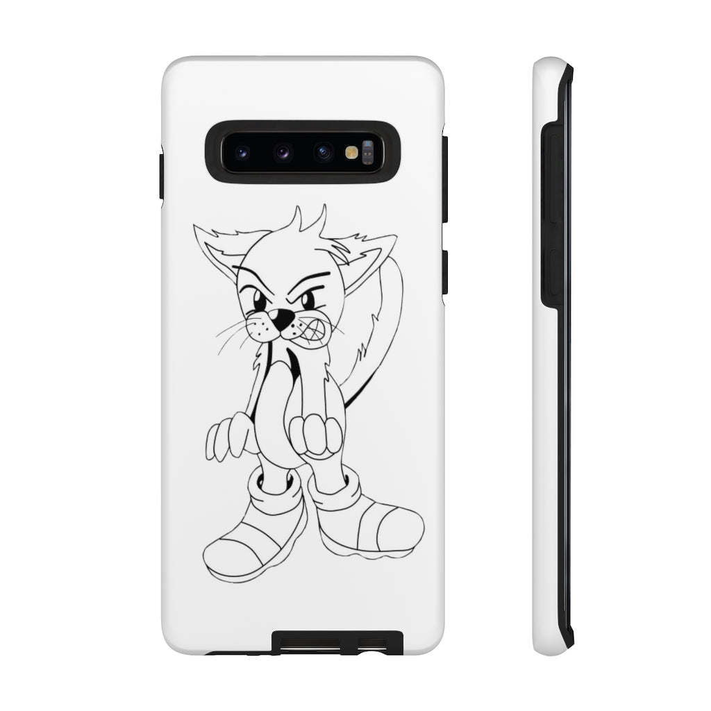 Angry Cat Tough Case featuring a vibrant photographic print of an angry cat on a durable dual-layer phone case.