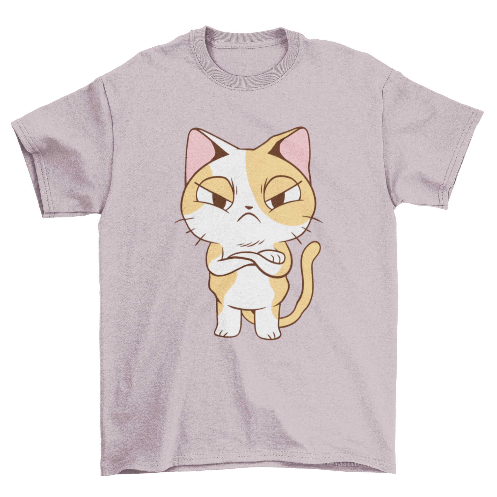 A cute t-shirt featuring an angry kitten standing up, showcasing its playful yet fierce expression.