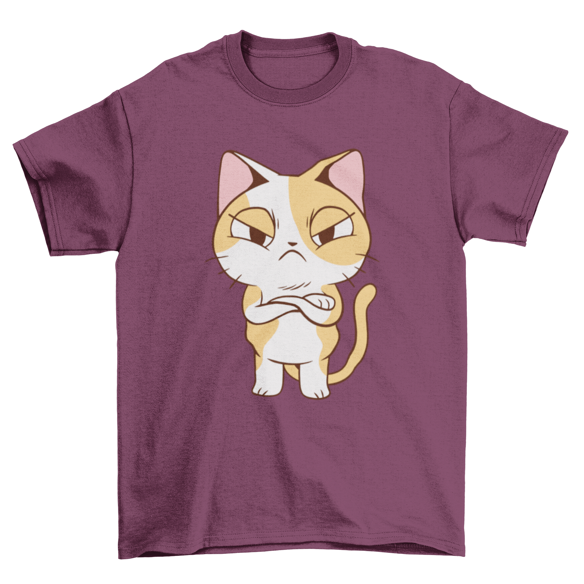 A cute t-shirt featuring an angry kitten standing up, showcasing its playful yet fierce expression.