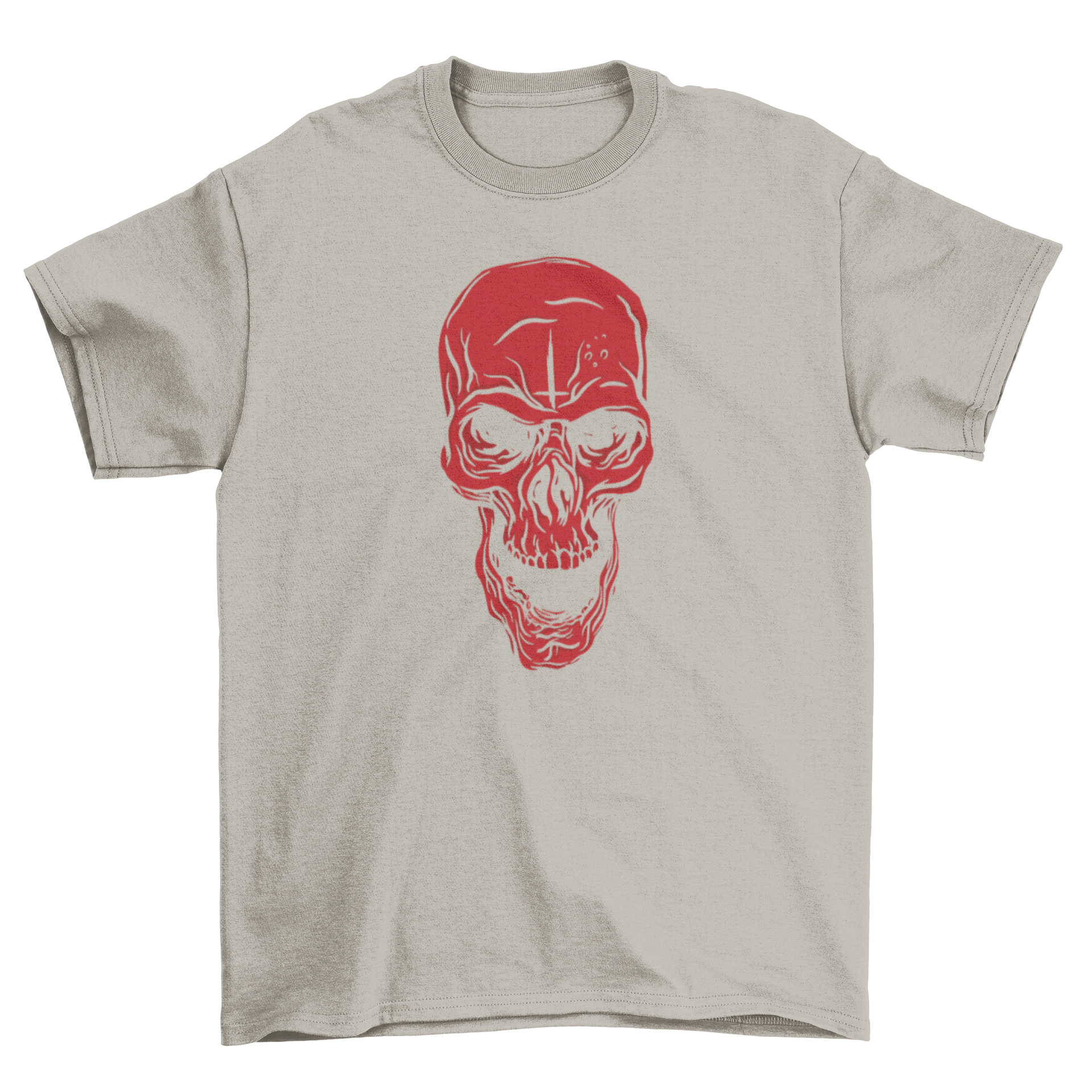 Angry Red Skull T-Shirt featuring a vibrant red skull design on a black background, perfect for casual wear and merchandise.