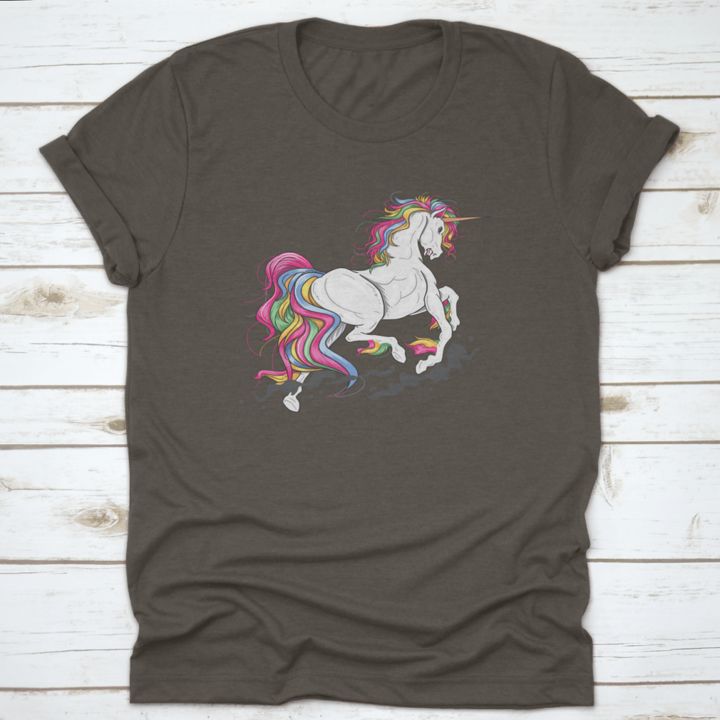 A stylish t-shirt featuring an angry unicorn graphic, made from 100% cotton, showcasing a classic fit and midweight fabric.