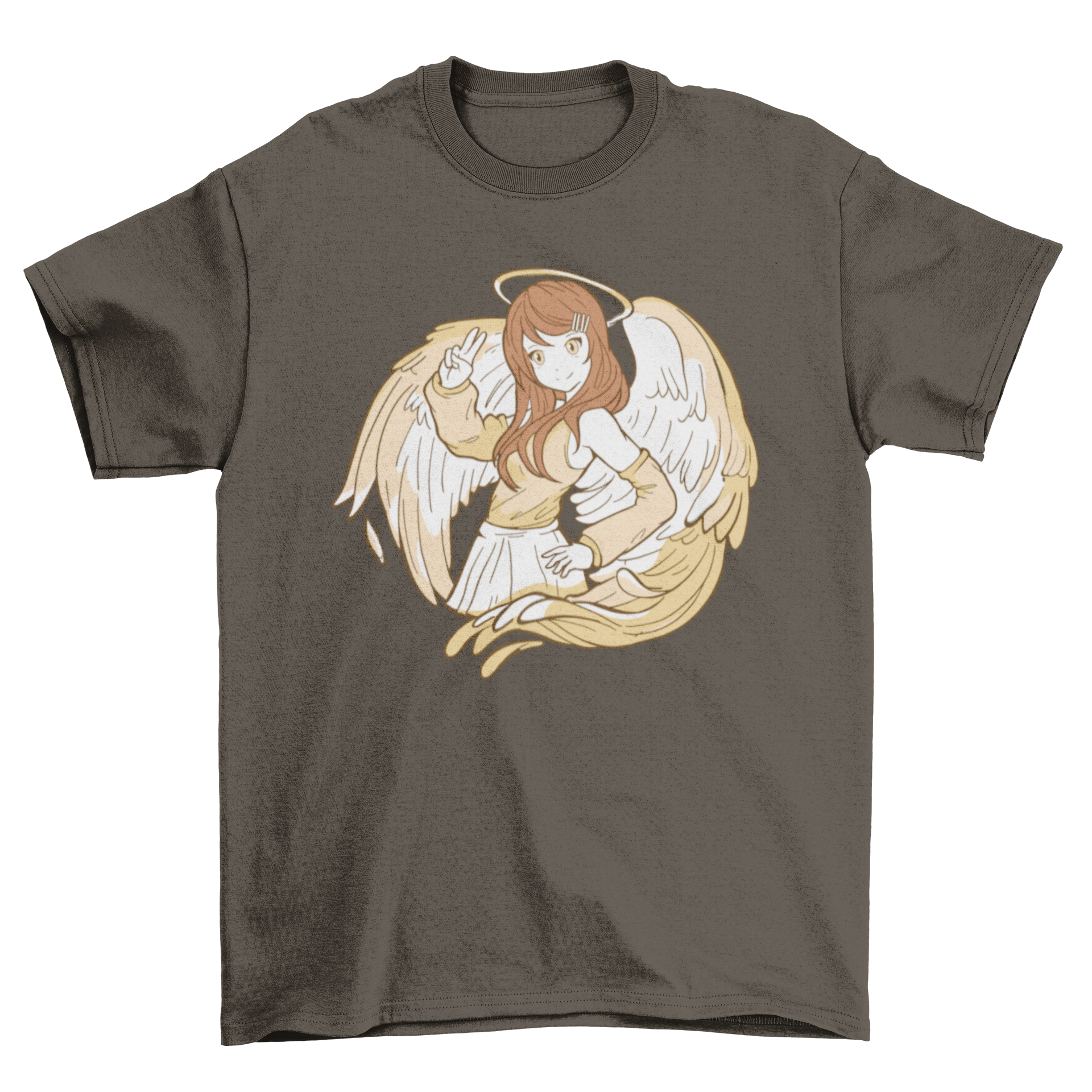 Anime angel character t-shirt featuring a whimsical angel girl design, perfect for anime fans.